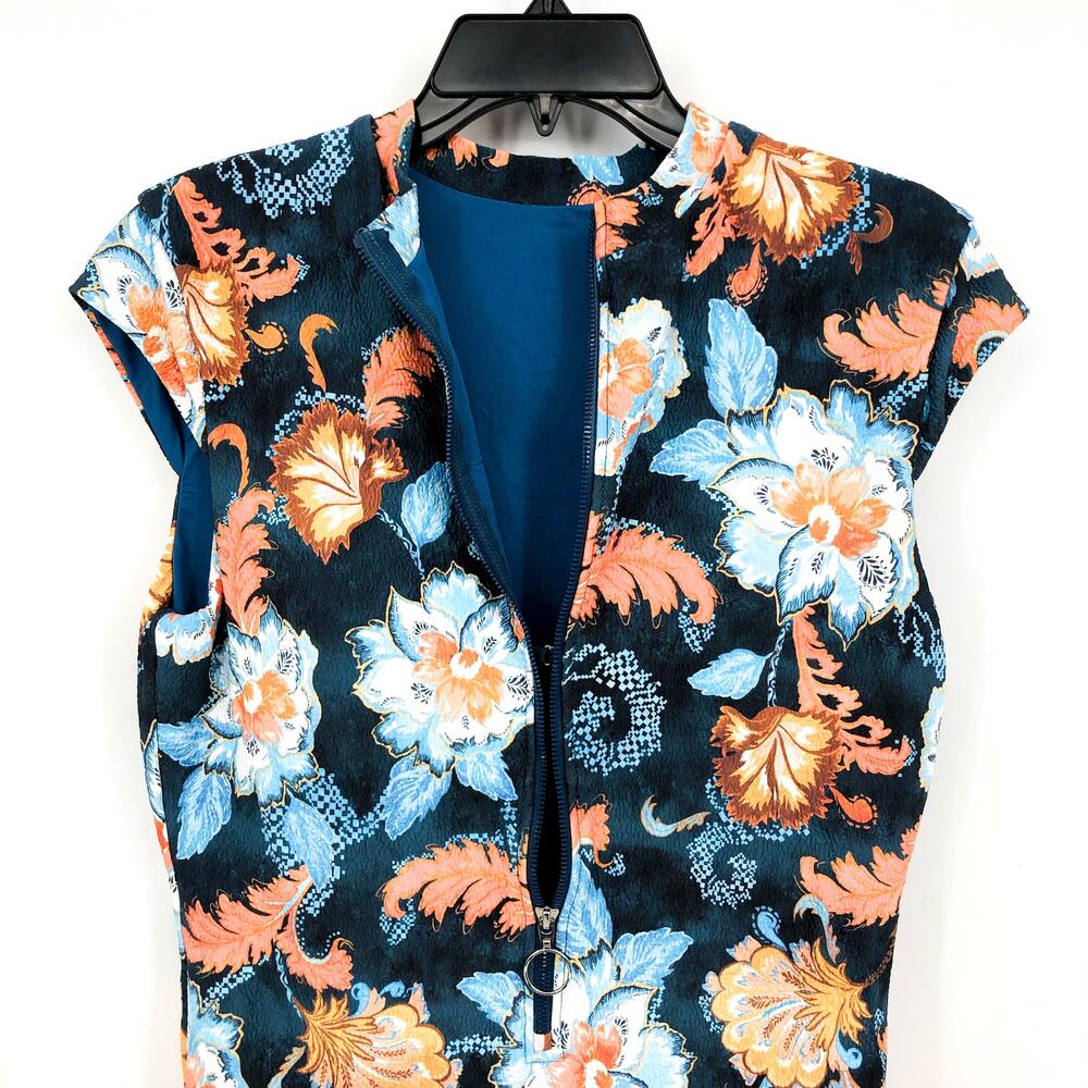 SEAFOLLY Spring Festival Zip Front One Piece Swimsuit US 12 Navy Blue Floral NWT - Picture 7 of 13